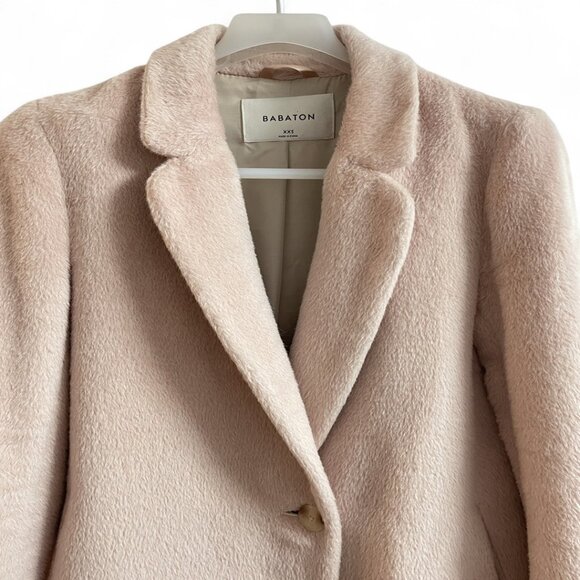 Babaton Stedman Coat Italian Alpaca Wool Blend Salmon Pink Overcoat Women's XXS - Picture 4 of 13